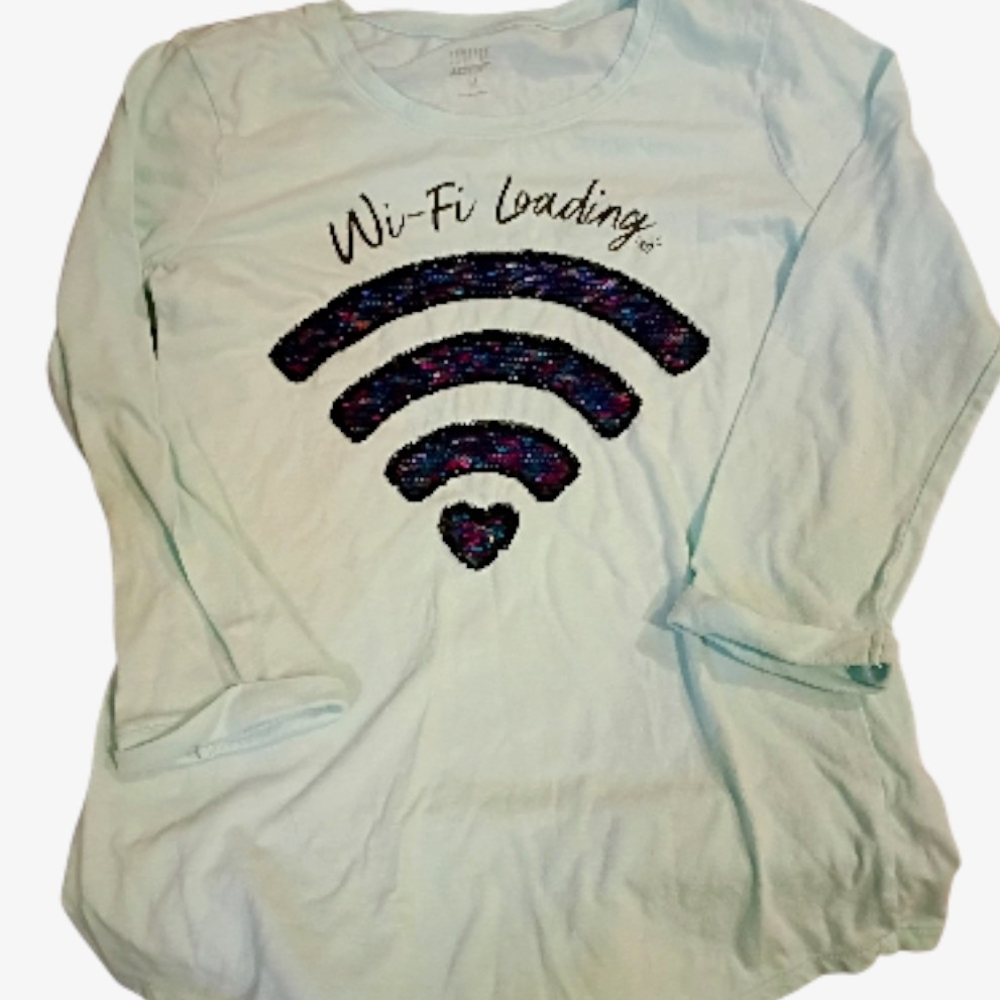 Justice light blue Wi-Fi graphic                 3 quarter-sleeve
